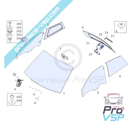 Vitre de porte droite pour Ligier Microcar