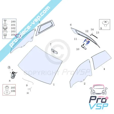 Vitre de porte droite pour Ligier Microcar