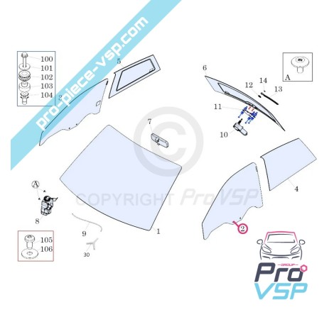 Vitre de porte gauche pour Ligier Microcar