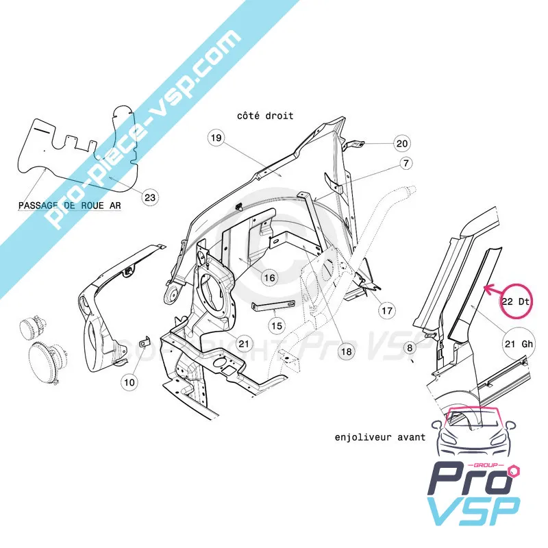 Importo del parabrezza esterna destra per Jdm Xheos