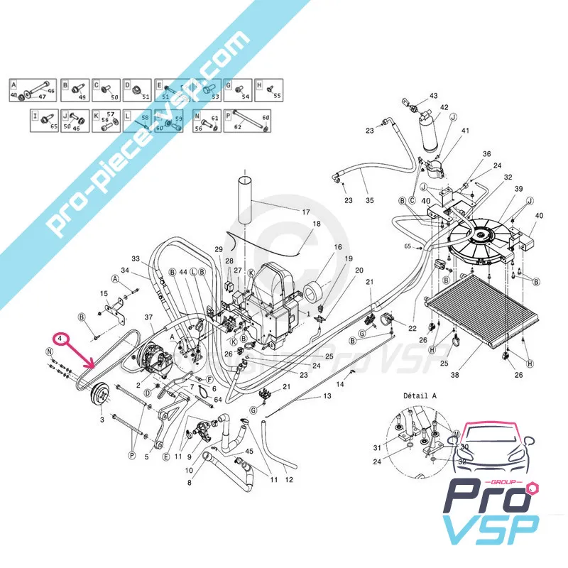 Cintura di climatizzazione per legare ixo js50 microcarro mgo 3 due p 85 (motore lombardini dci 492 )