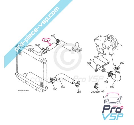 Upper radiator durite