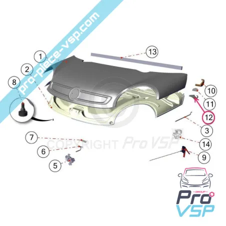 Left hood hinge for Aixam Sensation (part on the cover)