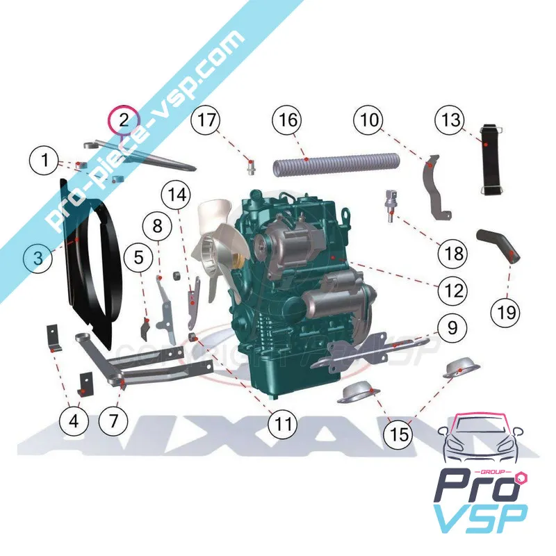 Kühler-obere Unterstützung für Aixam Motor Kubota Z602