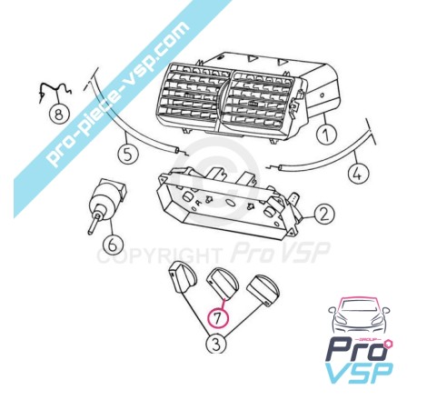 Bouton de ventilation central noir origine pour Aixam