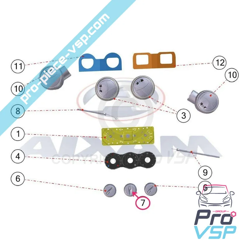 Chrome central ventilation knob for Aixam Vision 2nd editing Sensation Emotion