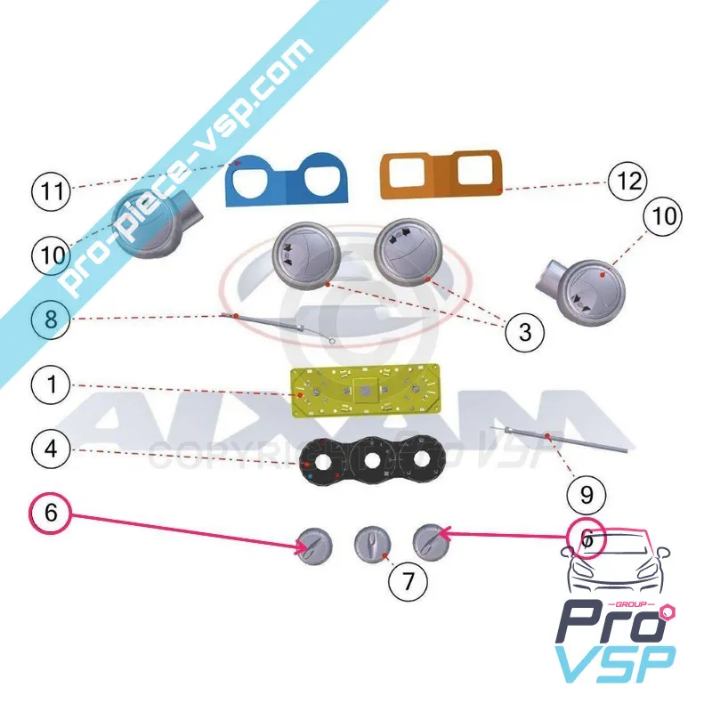 Bouton de ventilation latéral noir pour Aixam Vision 2ème montage et Sensation
