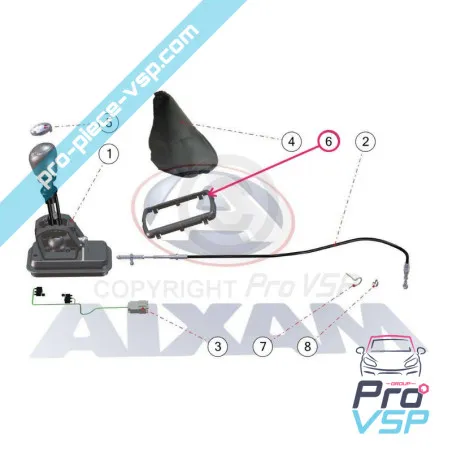 Speed lever bellows frame for Aixam Impulsion Vision Sensation