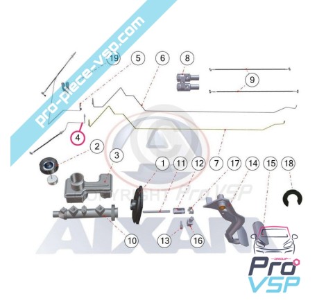 Vorne links Bremsschlauch für Aixam Impulsion Vision (ohne ABS)