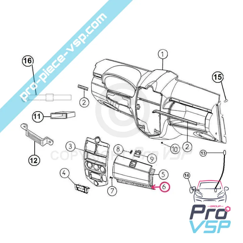 Panneau intérieur de boîte à gant pour Aixam City Crossline Roadline Scouty