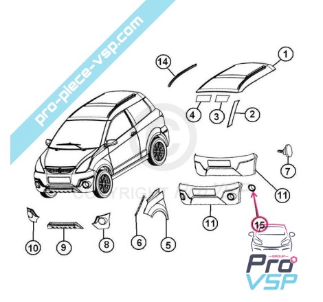 Suporte para nevoeiro esquerdo da frente para Aixam Crossover ( Impulsion )