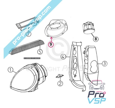 Suporte anti-bug dianteiro direito para Aixam A721 Desporto Scouty Fase 1