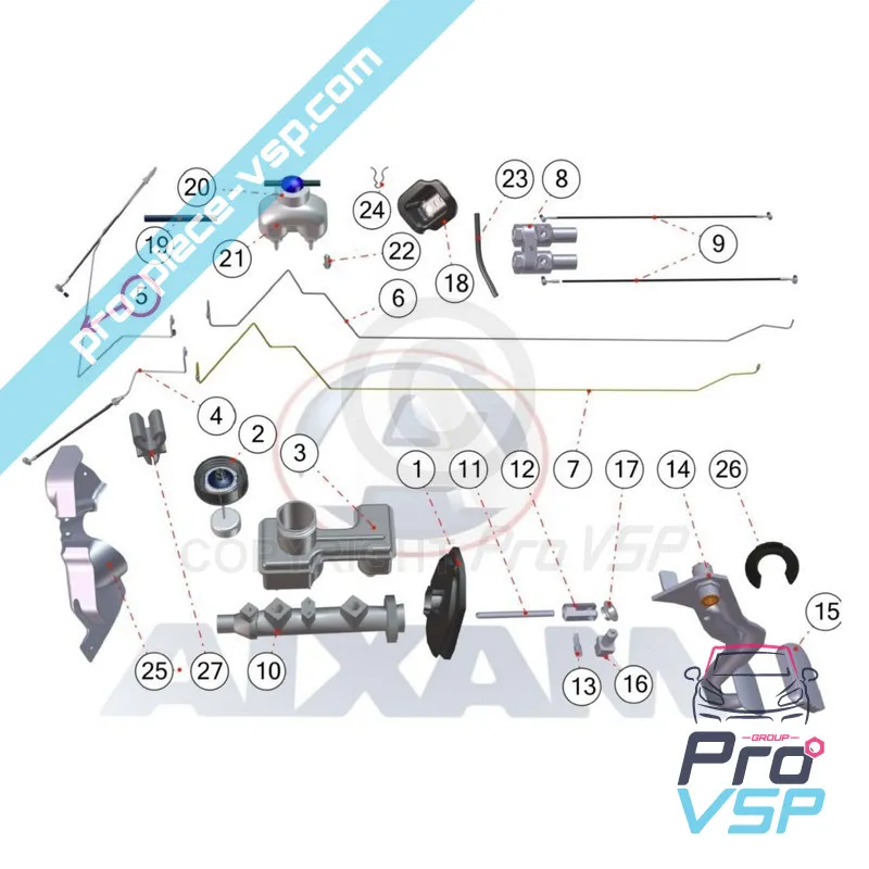 Frontbremsschlauch rechts für Aixam Impulsion Vision (ohne ABS)