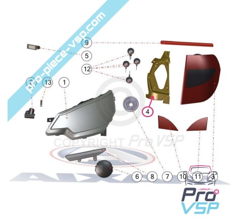 Right taillight holder