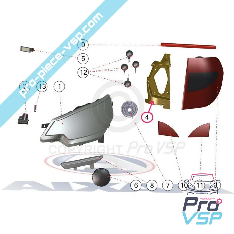 Porta-taillight direita para Aixam Impulsion Vision