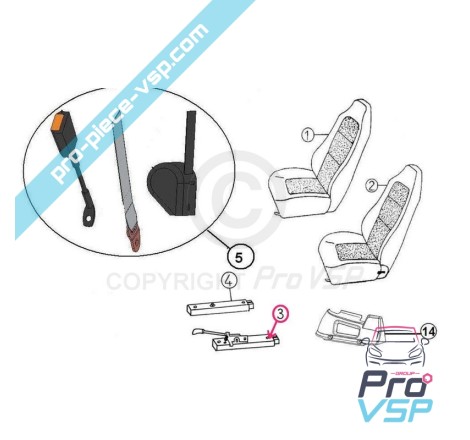 Deslizamiento del asiento derecho ajustable