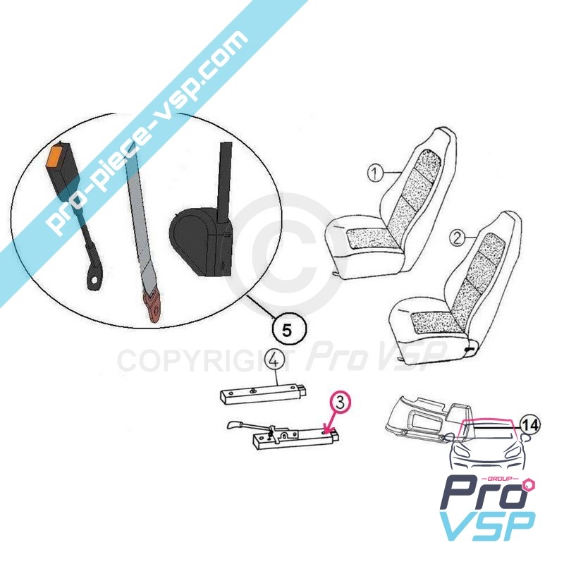 Deslizamiento del asiento derecho ajustable