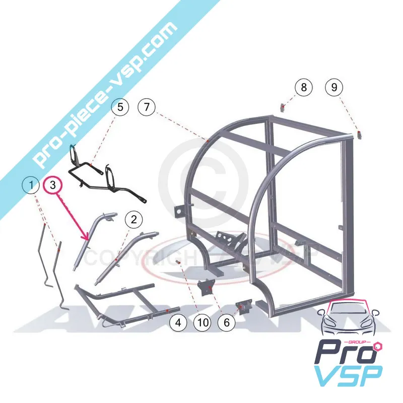 Jambe de suspension droite Jambe de suspension droite