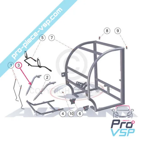 Right suspension leg origin for Mega D-Truck