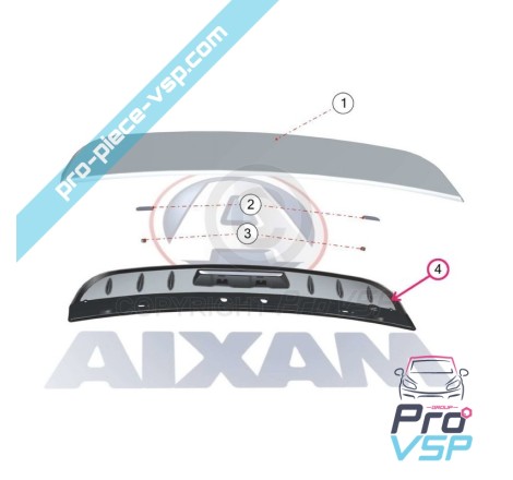 Base de spoiler de bagageira para Aixam Coupé Impulsion e Vision