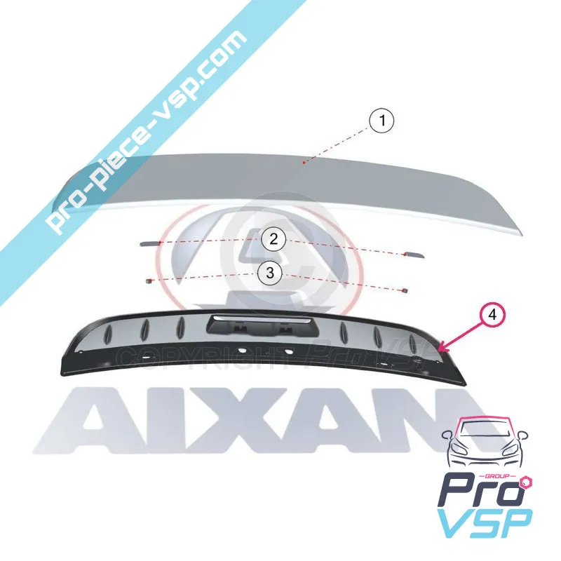 Base spoiler portellone per Aixam Coupé Impulsion e Vision