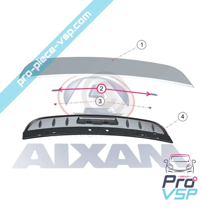 Tailgate spoiler fixing spacer