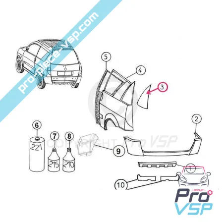 Left custode exterior dressing for Aixam Crossline Phase 1 and 2