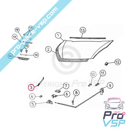 Caule de capuz para Aixam City Crossline Crossover Coupé (Gama Impulsion )