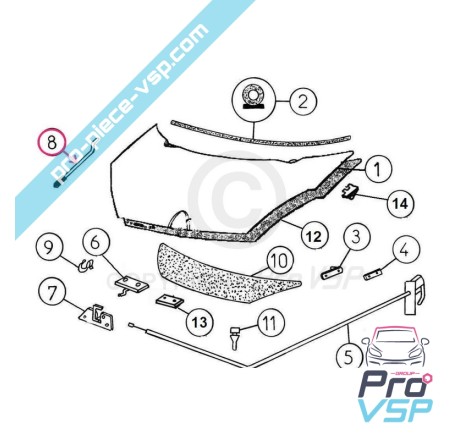 Tige de capot pour Aixam A721 A741 City Crossline Roadline Scouty