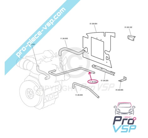 Mangueira de aquecimento superior para Chatenet CH26 (motor Progress ) e CH30