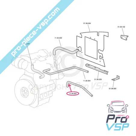 Mangueira de aquecimento inferior para Chatenet CH26 (motor Progress ) e CH30
