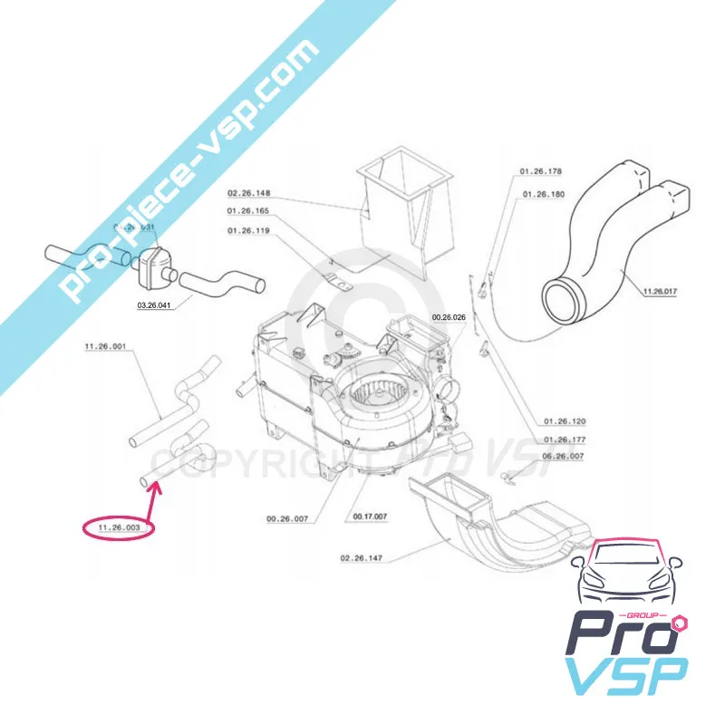 Tubo di riscaldamento inferiore per Chatenet CH26 (motore Yanmar ) CH32 Ch33 Sporteevo