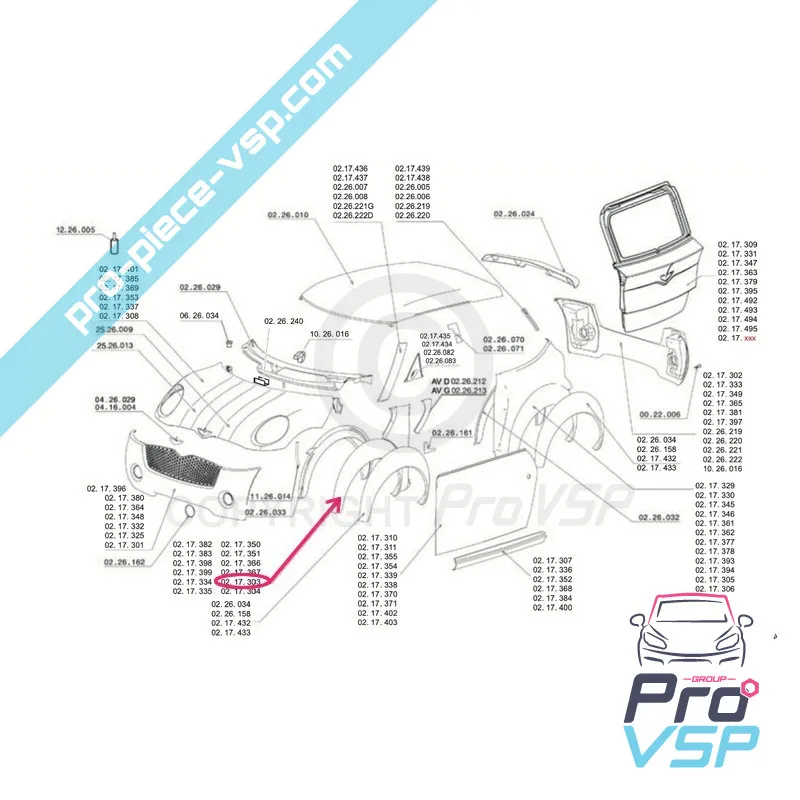 Anteriore sinistro sinistro origine per dipingere per Chatenet Ch26 Ch28 Ch30 (Fase 1)