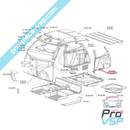 Garniture de coffre gauche