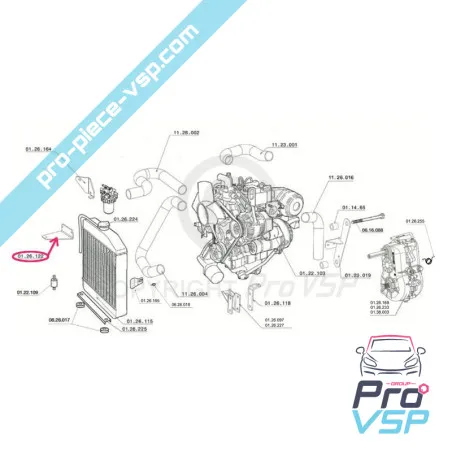 Radiator upper support for Chatenet Ch26 Ch32 Ch33 Sporteevo (engine Yanmar )