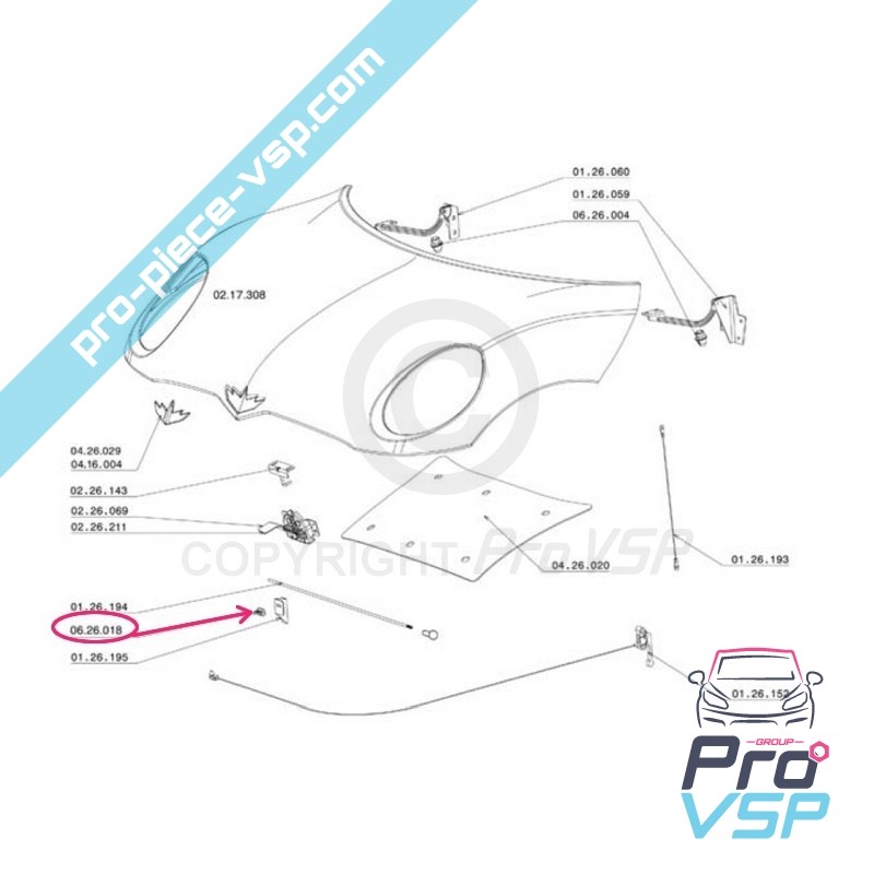 Capot rod fixing