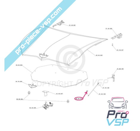 Capot rod fixing