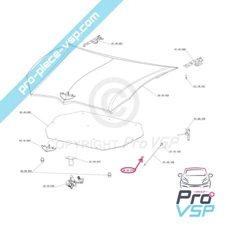 Fixation de tige de capot pour Chatenet Ch26 Ch28 Ch30 Ch32 Ch33 Sporteevo