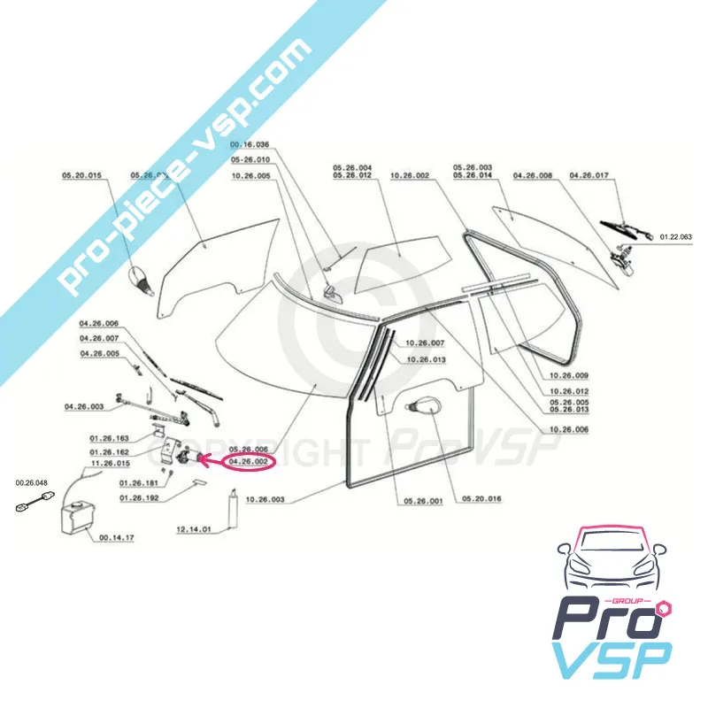 Moteur d'essuie glace avant pour Chatenet Ch26 Ch28 Ch30 Ch32 Ch33 Sporteevo