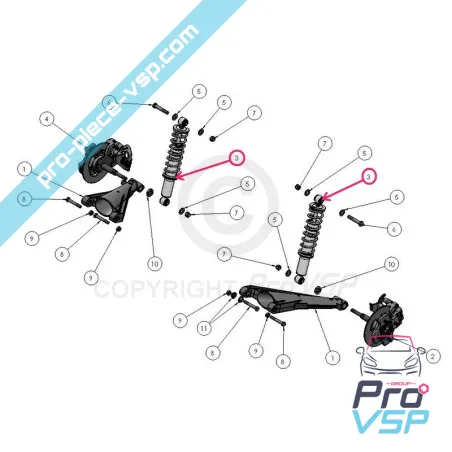 Ammortizzatore posteriore per Ligier Ixo