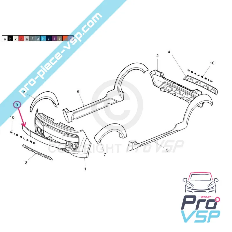 Front-Stoßfänger-Stirnband für Microcar Mgo 3 und 4 (spezielle Serien) Highland )