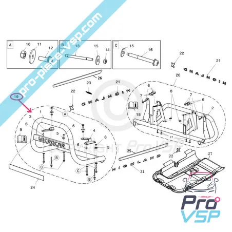 Kit pare buffle avant pour Microcar Mgo 3 et 4 ( série spéciale Highland )