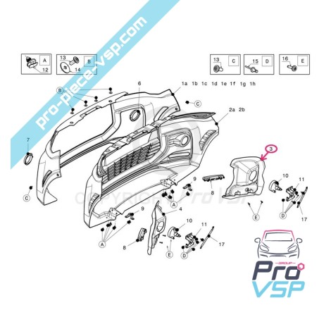 Support d'antibrouillard et de feu de jour droit pour Ligier Js50 Js50L Sport phase 1