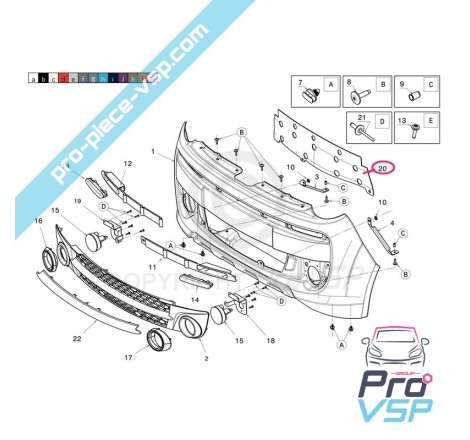 Reforço de pára-choques dianteiro para Microcar Mgo 3 , 4 e 5, Dué 3 P88