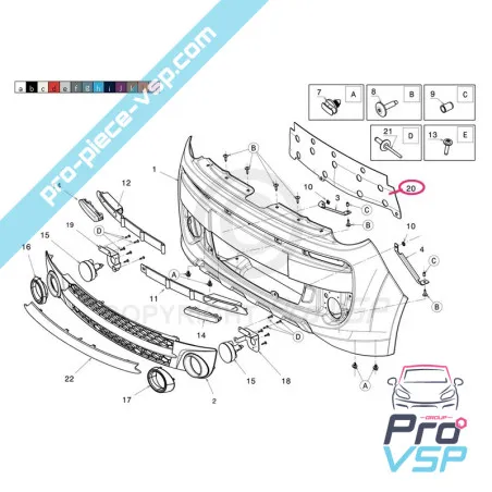 Front bumper reinforcement for Microcar Mgo 3 , 4 and 5, Dué 3 P88