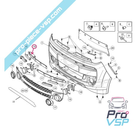 Bandeau de pare choc avant droit pour Microcar Mgo 3 , 4 et 5 , Dué 2 P85 , Dué 3 P88