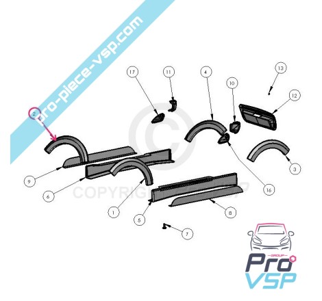 Sinal de asa esquerda dianteira para Ligier Ixo Trick 3