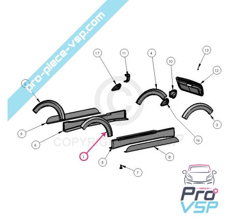 Asa da asa reta dianteira para Ligier Ixo Trick 3