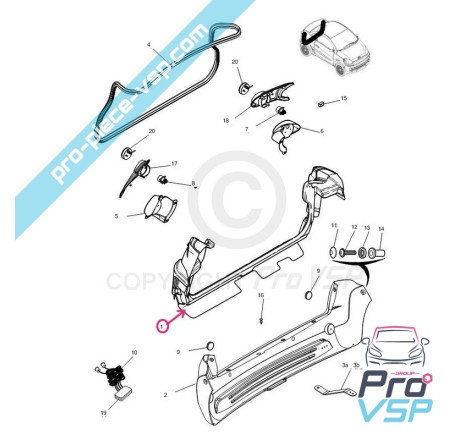 Baía de Hatchback para Microcar f8c Jsrc ligier