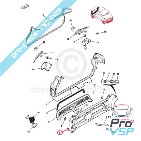 Origen de parachoques trasero para Ligier Jsrc